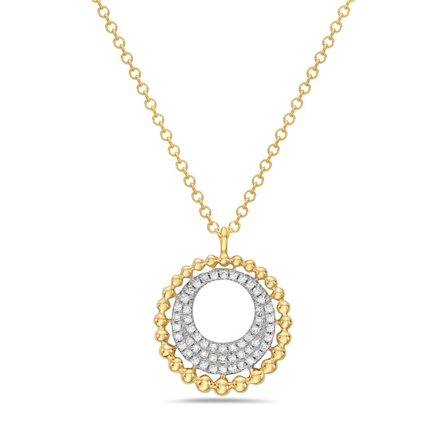 Open Circle Diamond Pave Necklace