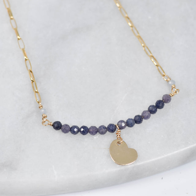 Sapphire and Gold Heart Necklace