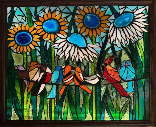 Birds on a Wire Mosaic Window