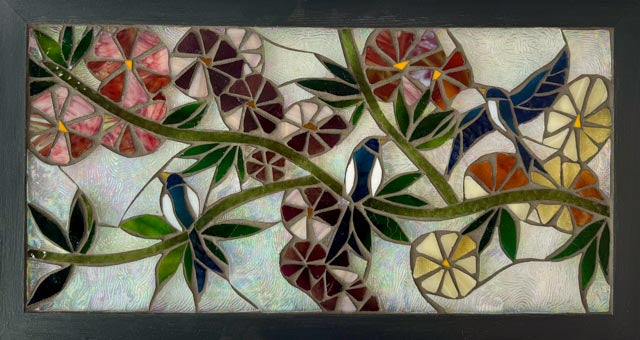 Bluebirds of Happiness Mosaic Window