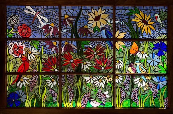 Busy Garden Mosaic Window