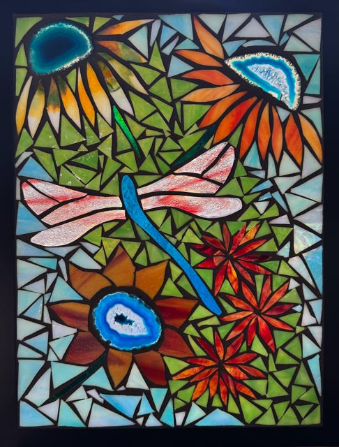 Dragonfly Garden Mosaic Window