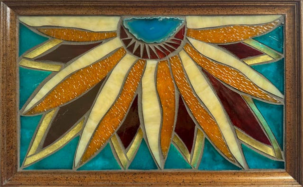 Golden Flower Mosaic Window