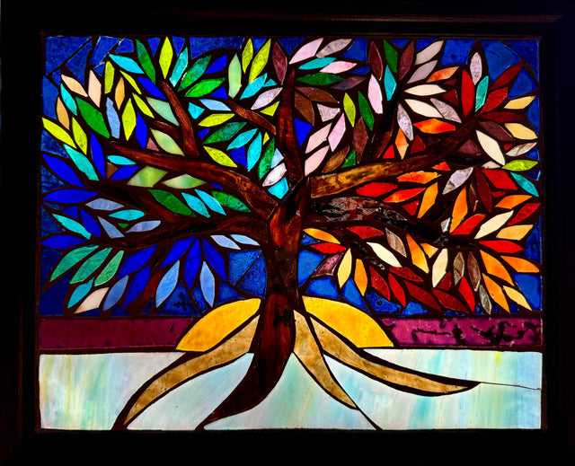 Sunset Tree of Life Mosaic Window