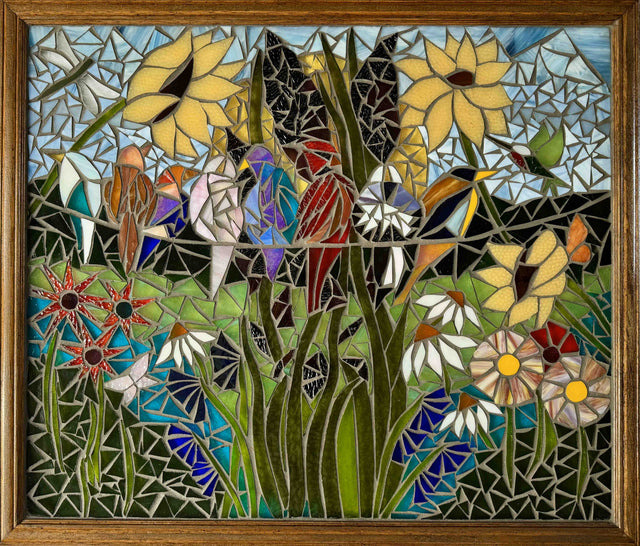 Whimsical Garden Mosaic Window