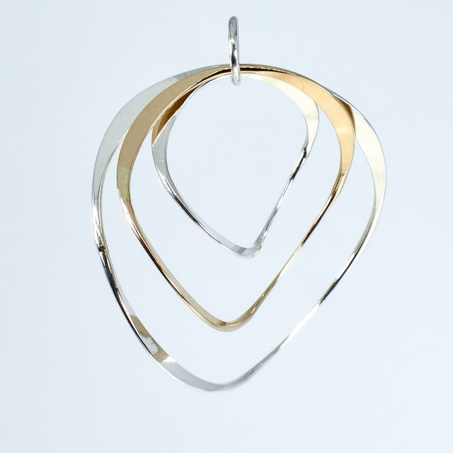 Mixed Metal Wavy Rings Pendant