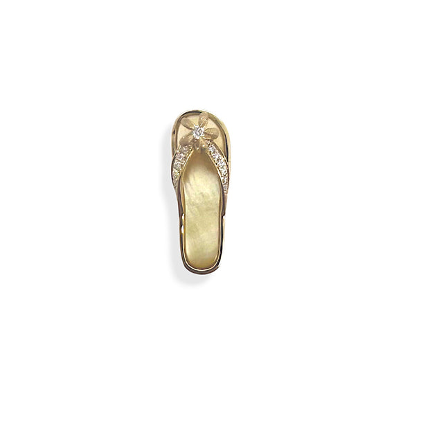 14K Yellow Gold Flip Flop Pendant Necklace