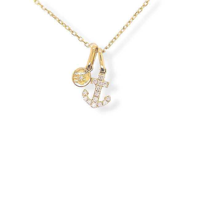 Diamond Anchor Happy Charm Necklace