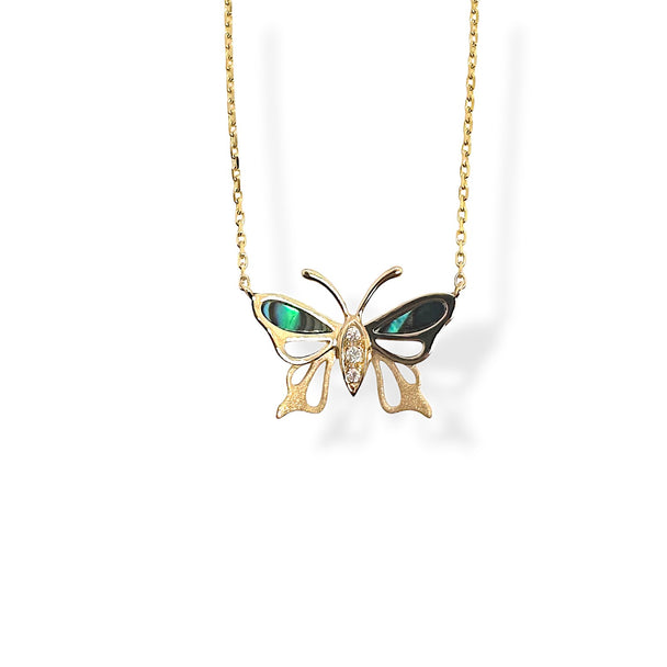 Abalone and Mother of Pearl Butterfly Necklace