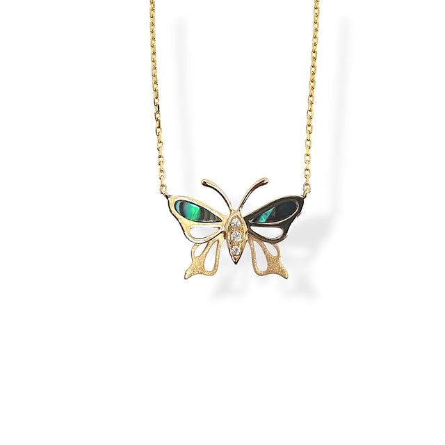 Abalone and Mother of Pearl Butterfly Necklace