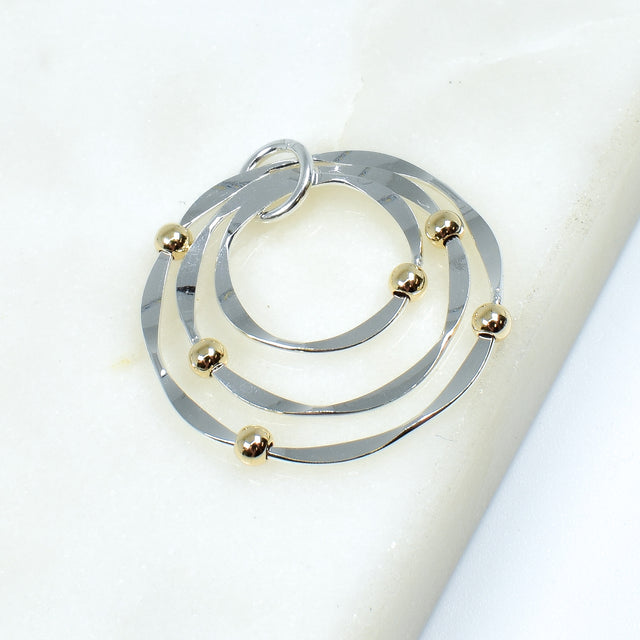 Sterling Silver Pendant with Gold Beads