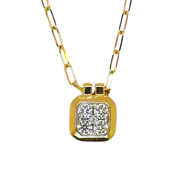 Jolie Octagon White Diamond Pendant Necklace