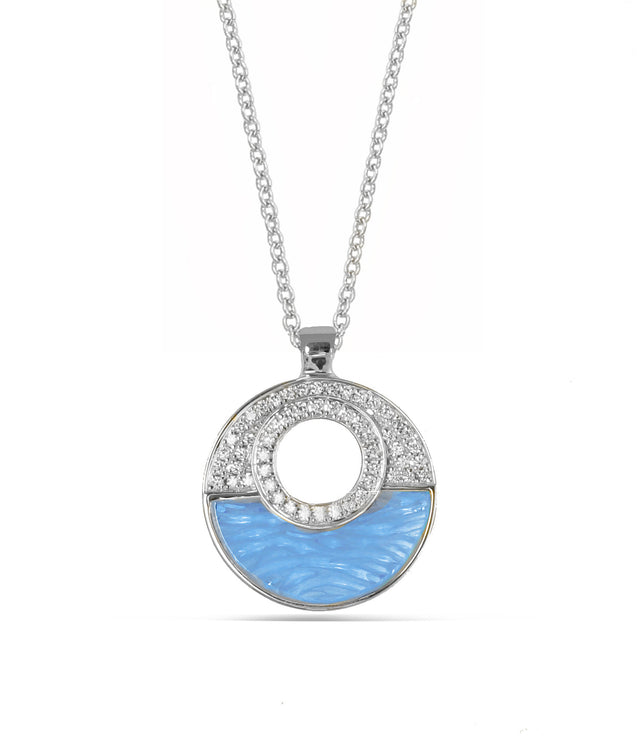 Hand Carved Blue Topaz Marbella Pendant Necklace