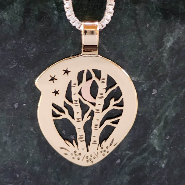 Birches and Forget-Me-Nots Necklace