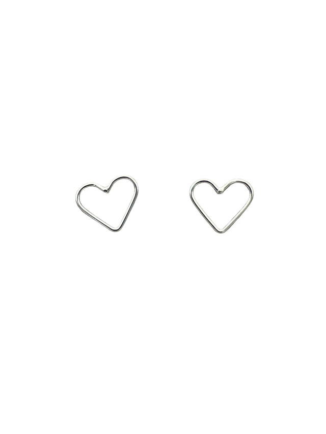 Silver Heart Stud Earrings