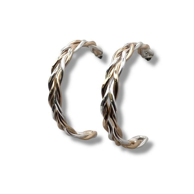Large Double Twist Mixed Metal Post Earrings