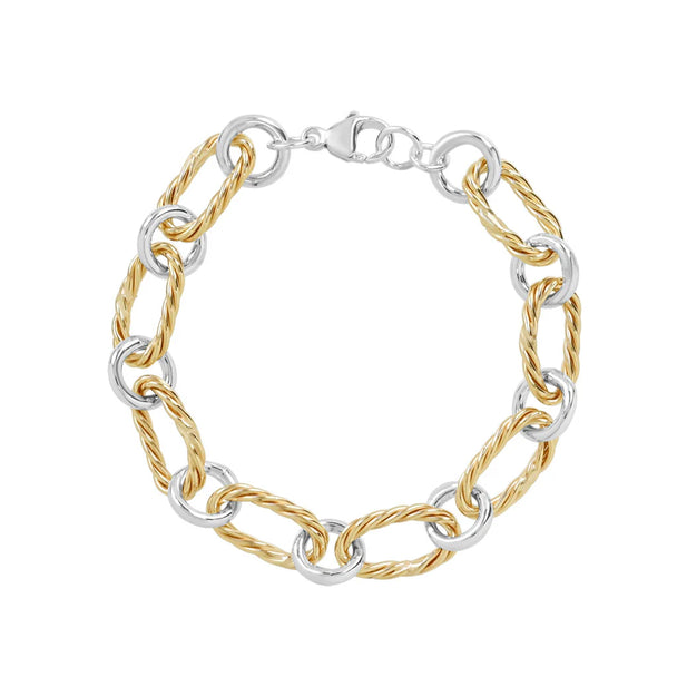 Heavy Twisted Mixed Metal Chain Link Bracelet