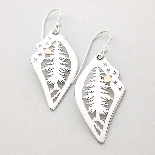 Starry Night Pine Tree Earrings