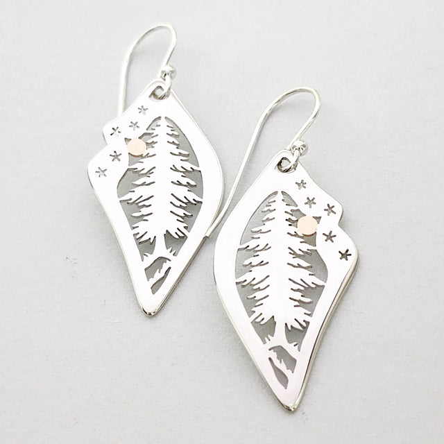 Starry Night Pine Tree Earrings