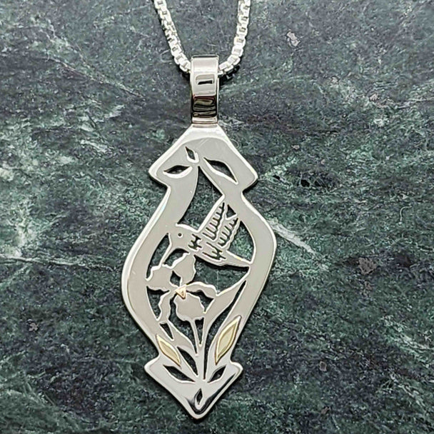 Hummingbird and Iris Duet Necklace