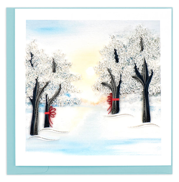 PRE-ORDER Quilled Snow Covered Trees Greeting Card