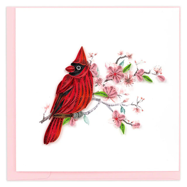 Quilled Cardinal & Cherry Blossom Card