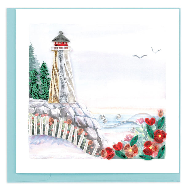 Quilled Lighthouse Cliff Greeting Card
