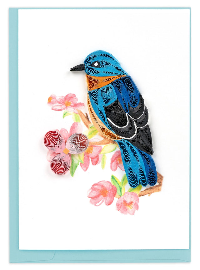 Quilled Bluebird on Flower Branch Gift Enclosure Card