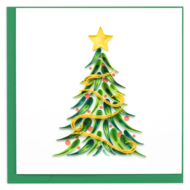 Quilled Gold Garland Christmas Tree Greeting Card