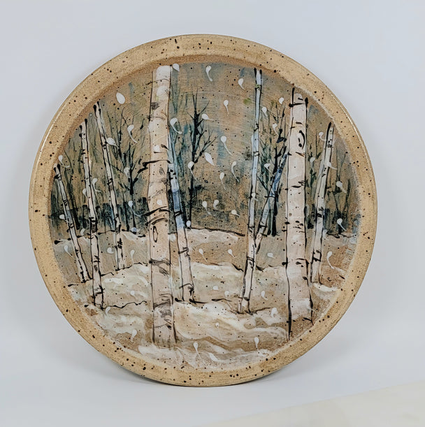 8 1/2" Winter Birch Tree Plate