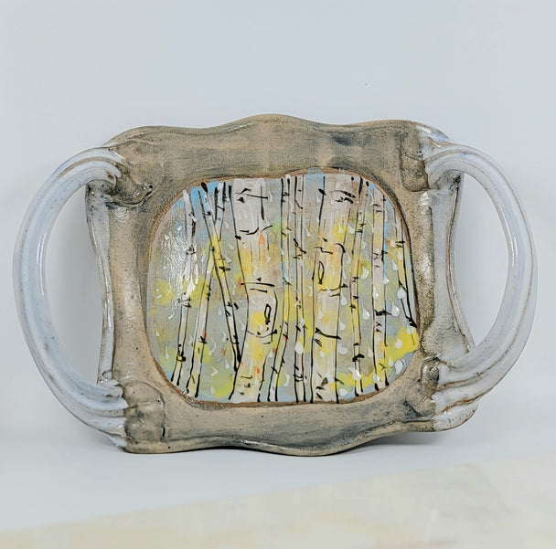 Winter Birch Tree Handled Tray