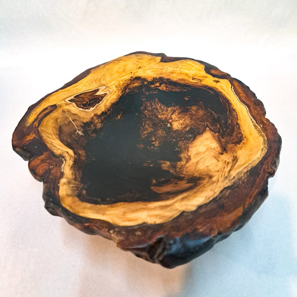 Bur Oak Live Edge Platter with Red Maple Foot