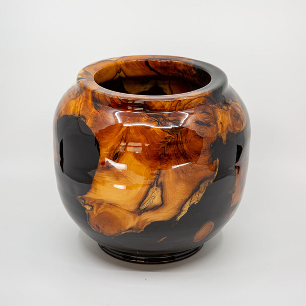 Japanese Yew Rootball Vase with Turquoise