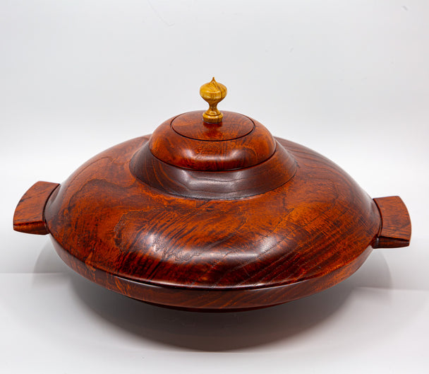 Mahogany Stained Ash and Elm Vessel with Handles