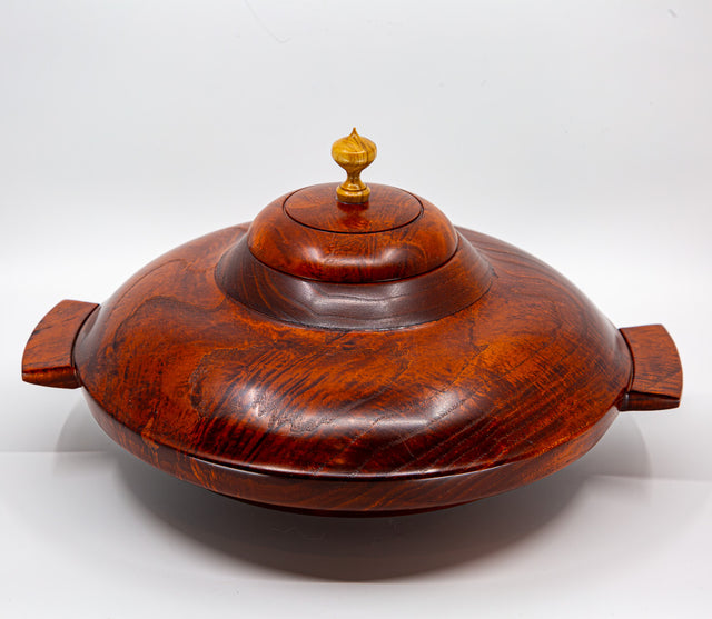 Mahogany Stained Ash and Elm Vessel with Handles