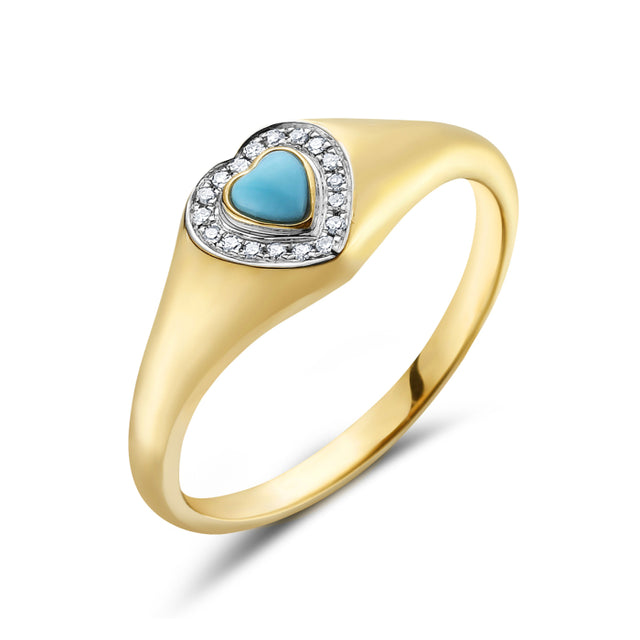 Turquoise Heart and Diamond Ring