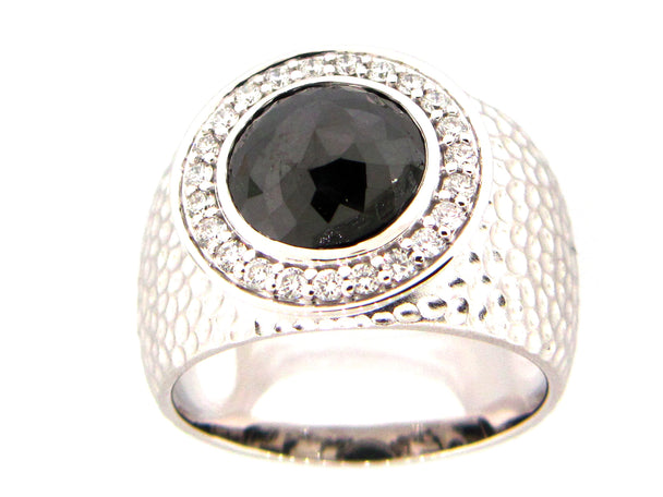 Rose Cut Cushion Black Diamond Ring