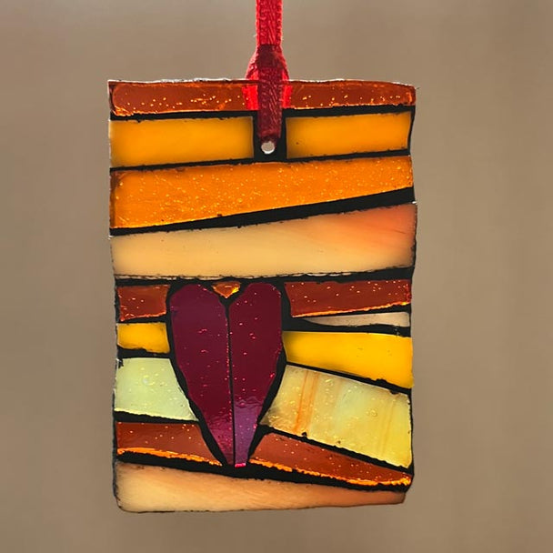 Red Heart Orange Background Ornament