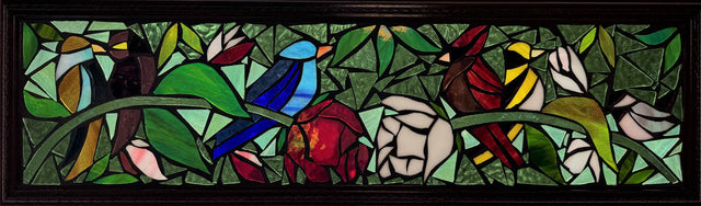 Rose Perch Mosaic Window