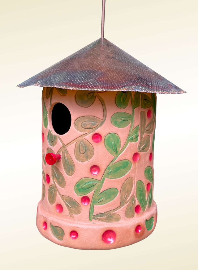 Red Berries and Leaves Birdhouse