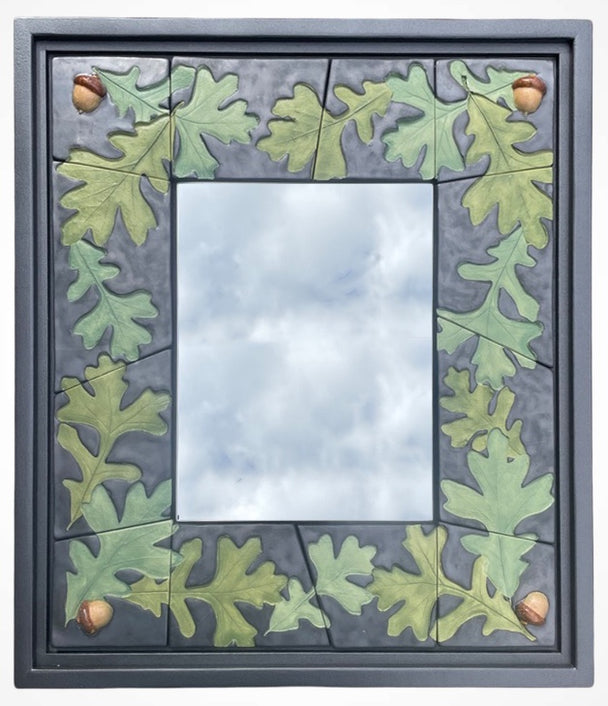 Oak Leaves On A Dark Background Mirror