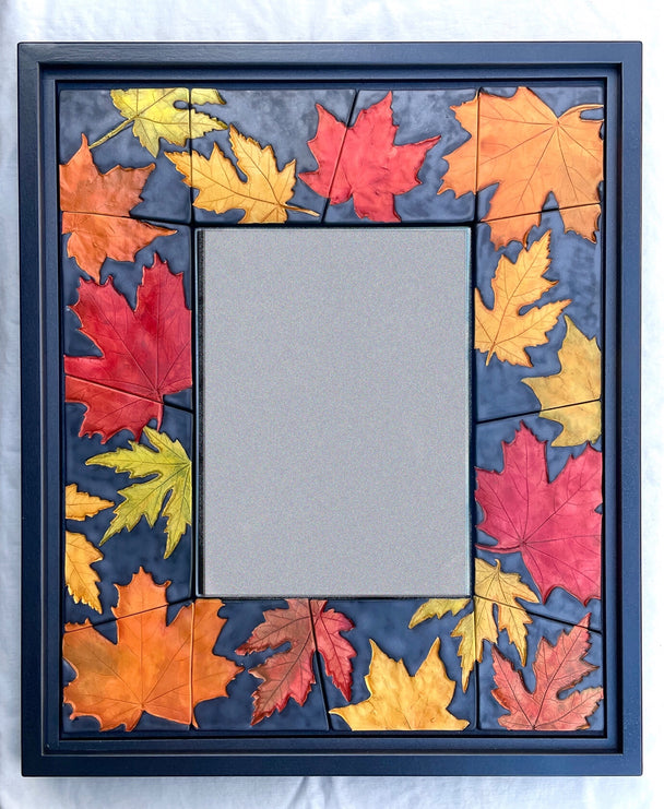 Fall Maple Leaves Ceramic Tile Mirror