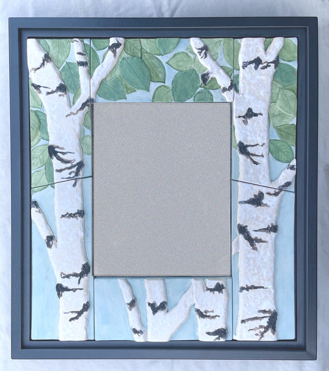 Birch Trees Ceramic Tile Mirror