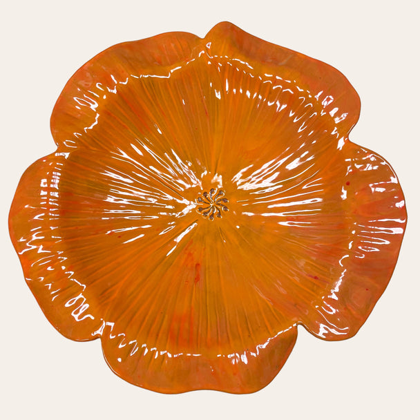 Orange Wild Geranium Birdbath Bowl