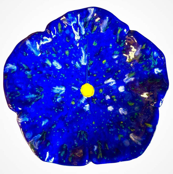 Blue Pattern Petunia Bird Bath Bowl