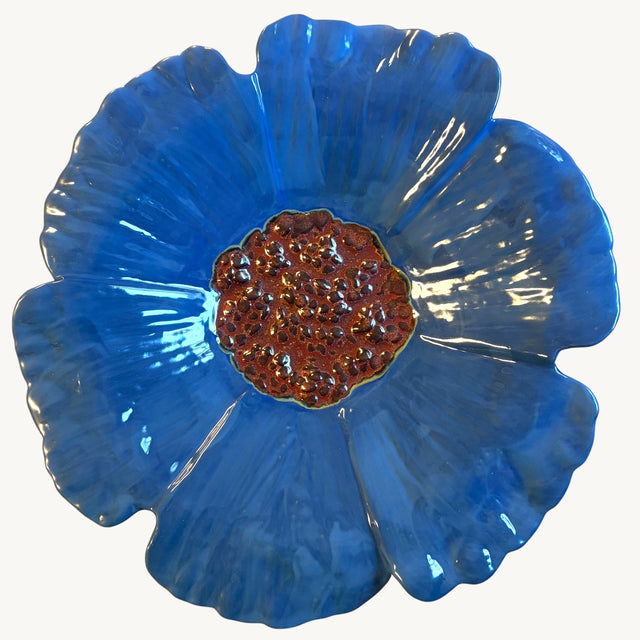Deep Blue Poppy Bird Bath Bowl