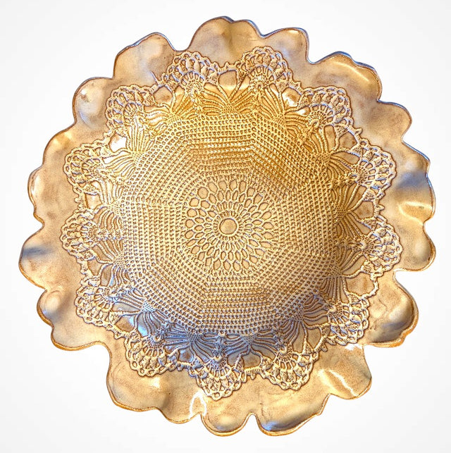 Ivory Queens Lace Bird Bath Bowl