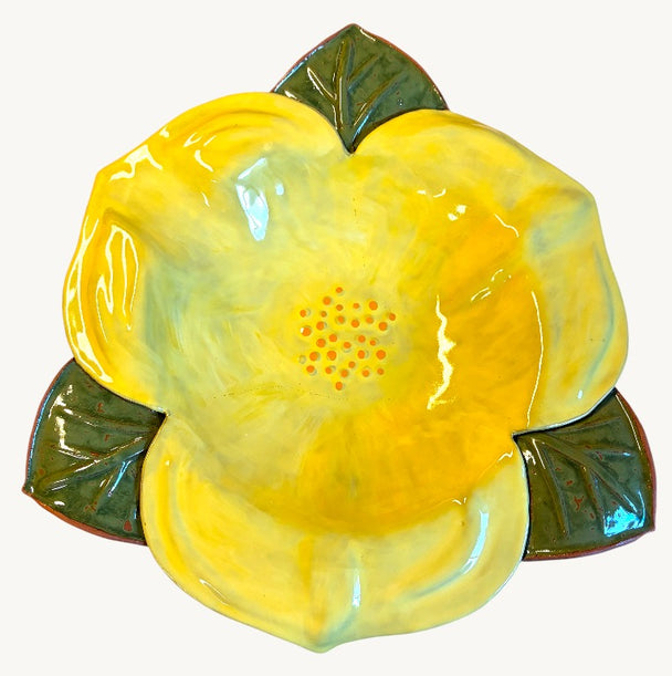 Soft Yellow Trillium Bird Bath Bowl