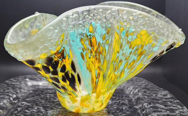 Ruffled Beauty Fused Glass Fluted Bowl