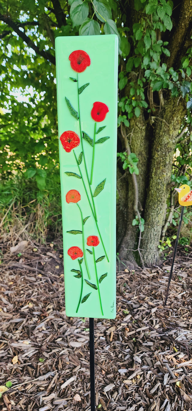 "Poppies" Outdoor Garden Stake